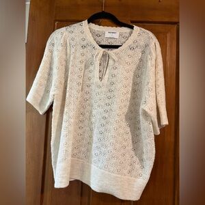 Old Navy Women's Cream Bow Short Sleeve Sweater Top NWOT